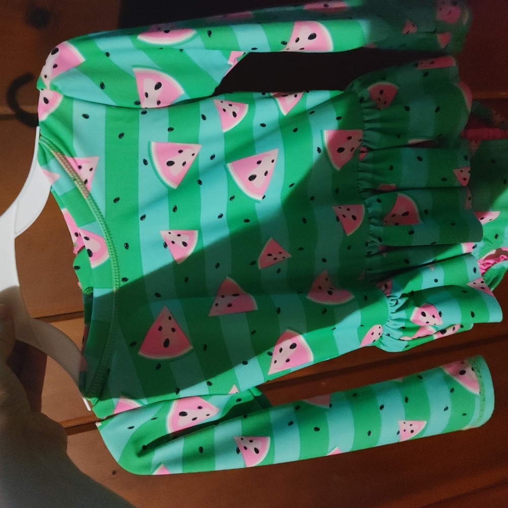 Watermelon Print Long Sleeve Dress